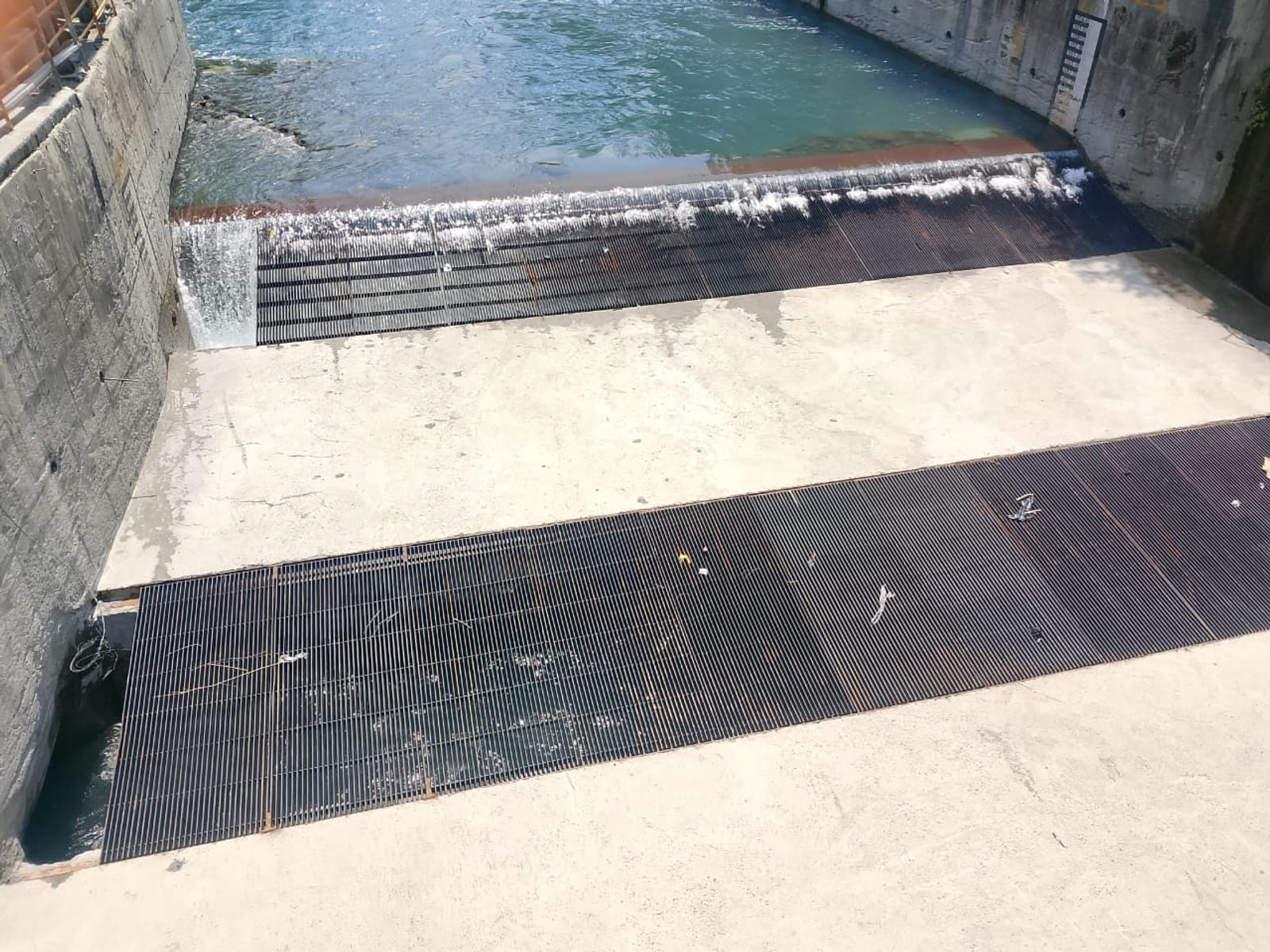 Civil works at a weir intake trench