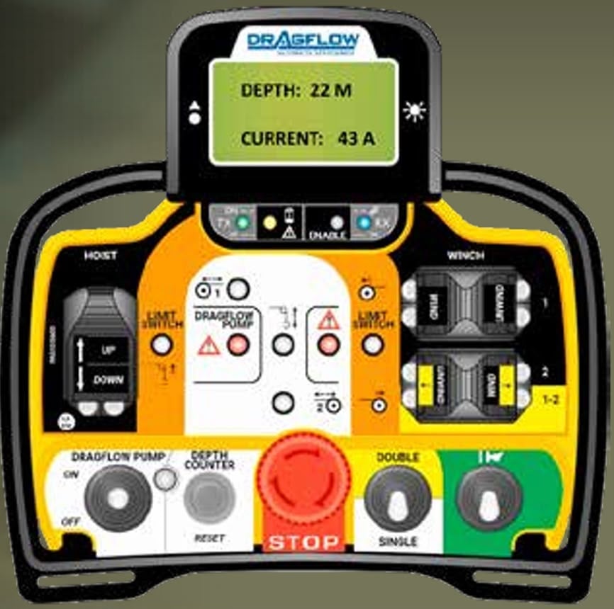 Remote-controlled dredge — remote control unit